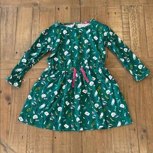Mini Boden Harry Potter Hogwarts forest green cinch waist dress 4-5 years